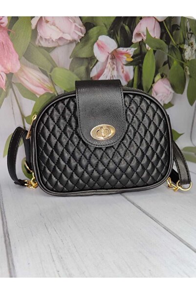 La'Graccia Üç Bölmeli Kilitli Siyah Zincirli Omuz Ve Kol Çanta