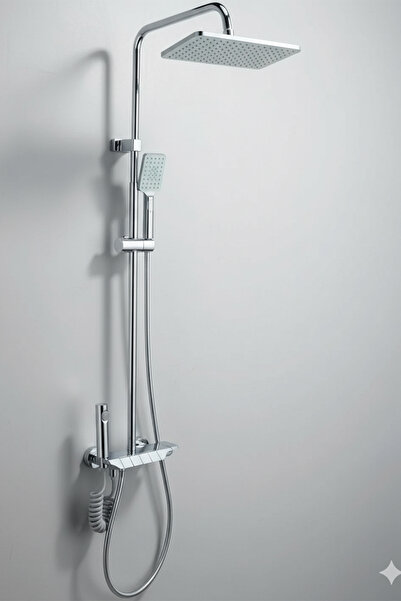 banyonatural Krom Renk Piyano Robot Tepe Duş Seti Yağmur Tepe Banyo 4 Tuşlu B...