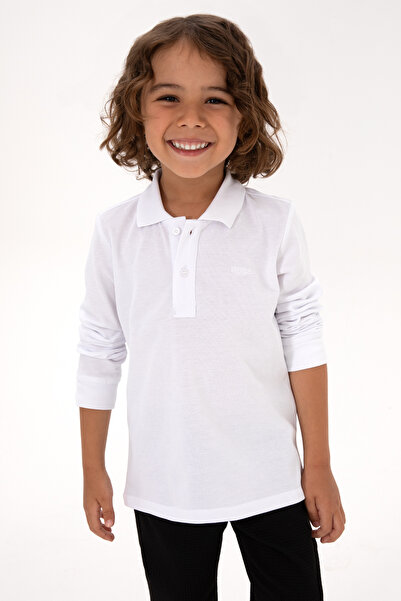 U.S. Polo Assn. Boy's White Basic Polo Neck Sweatshirt 50313790-Vr013