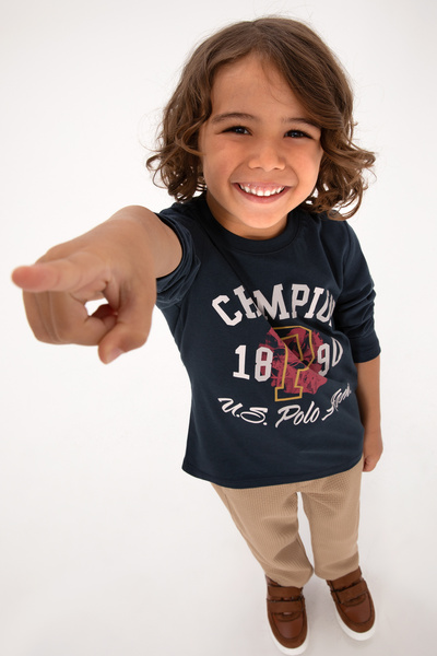 U.S. Polo Assn. Erkek Çocuk Açık Lacivert Bisiklet Yaka Süprem Sweatshirt 503...