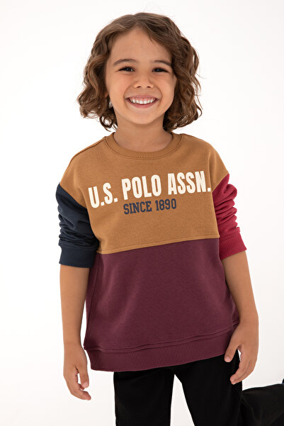 U.S. Polo Assn. Boy's Burgundy Crew Neck Sweatshirt 50316494-Vr177