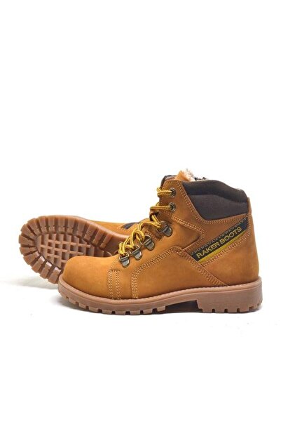 Rakerplus Справжня шкіра Жовті застібки-блискавки Хутряні дитячі чоботи