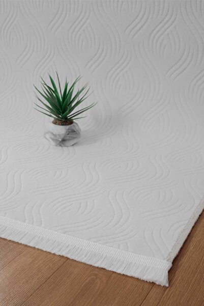 Valery Home Bukle Kabartmalı Rölyef Kaymaz Tabanlı Yıkanabilir Salon,Mutfak,Koridor Krem Rayne Yolluk