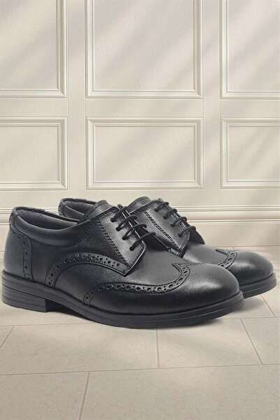 Raker Plus Titan Μαύρα ματ ανδρικά παπούτσια για νεαρά σχολεία με κορδόνια