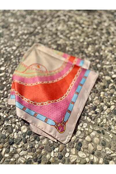 Axesoire 14938 Chain Patterned Beige Satin Bandana Scarf