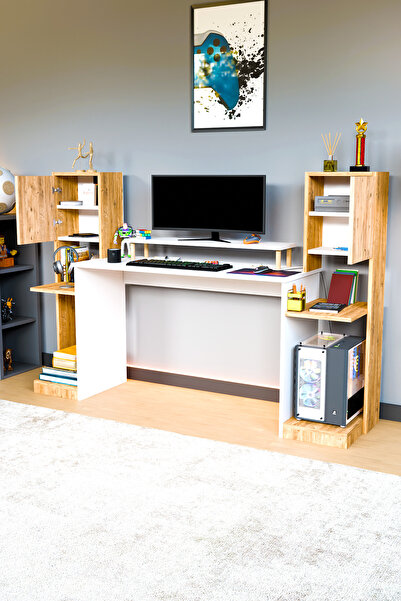 interGO Throne Dolaplı, Kitaplıklı, Raflı Çalışma Masası, Bilgisayar Masası, Çocuk Çalışma Masası