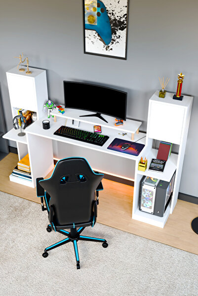 interGO Throne Dolaplı, Kitaplıklı, Raflı Çalışma Masası, Bilgisayar Masası, Çocuk Çalışma Masası