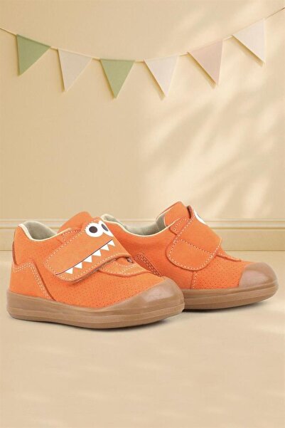 Rakerplus Dino Genuine Leather Orange High Top Baby Shoes