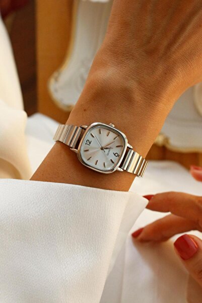 LOOKUP Wristwatch Unisex Silver Steel Mesh Cord Men's And Women's New Season Vintage Plain Silver Inside White
