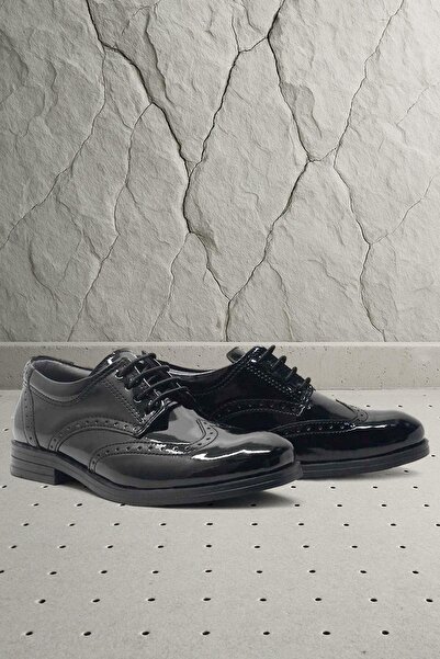 Raker Lakovaná kůže Plus Titan - Chlapecká šněrovací školní obuv