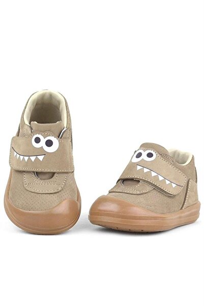 Rakerplus Dino Genuine Leather Sand Color High Top Baby Shoes
