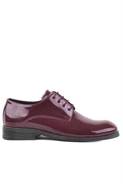 Rakerplus Claret Red Patent Leather Laced Oxford Children's School Shoes