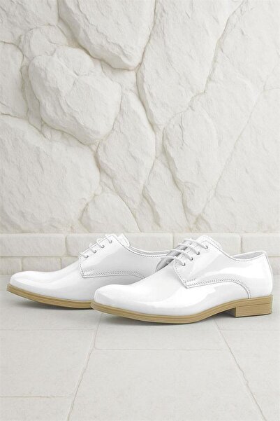 Rakerplus White Patent Leather Laced Oxford Children's Classic Shoes