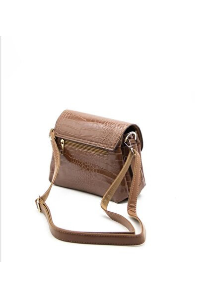 La'Graccia Kroko Deri Kahverengi 3 Gözlü Mıknatıslı Çanta