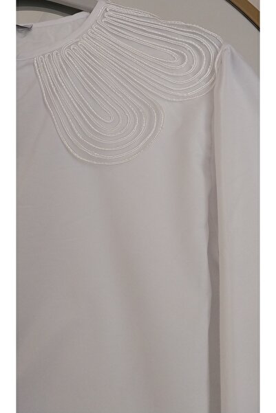 Dagü Design Kadın bebe yaka beyaz poplin gömlek