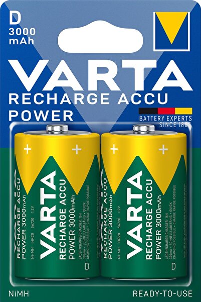 Varta Power Şarj Edilebilir 3000Mah D Boy Pil 2'Li Paket