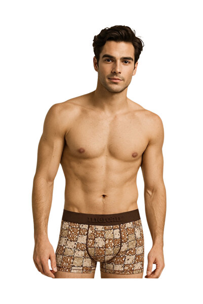 Mercan Patterned Lycra Cotton Printed Men's Boxer - Mozai̇k