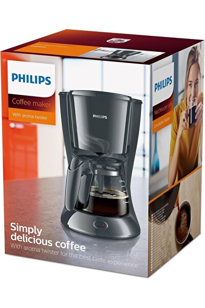 Philips Drip Coffee Maker - 0.6L, Up to 7 Cups, Glass Jug, Auto Off function, Black - HD7432/20