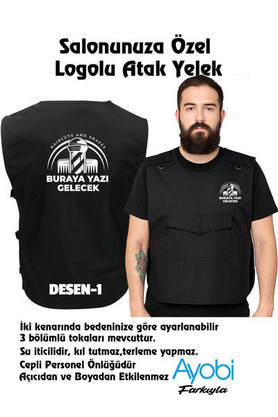 ayobi Berber Önlüğü Saç Kesim Önlüğü Atak Yelek plus model