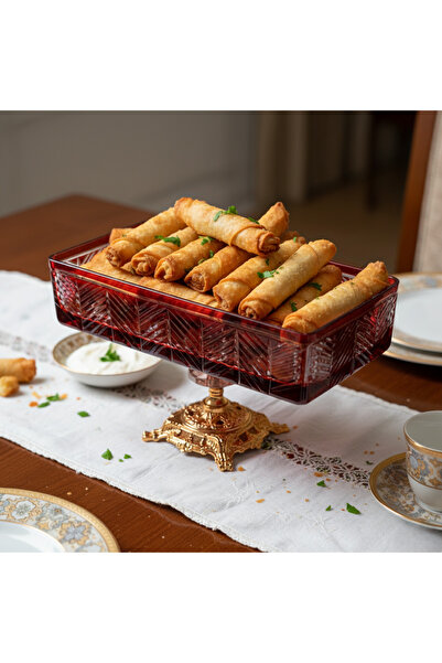 AKDEN STORE Crystal Decor Baton Presentation Bowl / Cookie Bowl 24cm