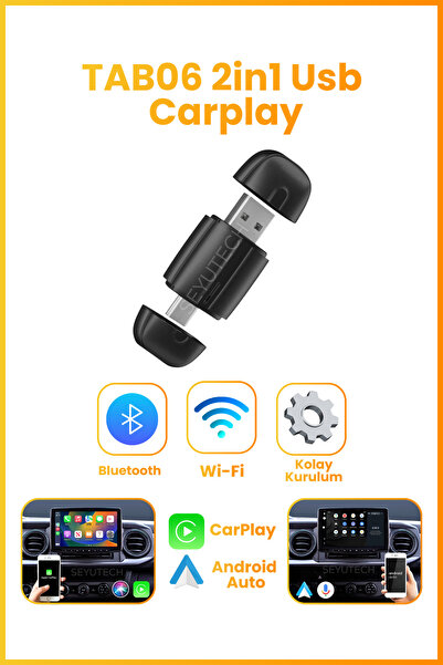 SEYUTECH TAB06 2in1 Usb Mini Kablosuz Carplay İos Android Uyumlu Usb ve Type-c Carplay Dönüştürücü