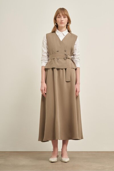 FTZ WOMEN Γυναικείο Γιλέκο Φούστα Σετ Χακί 31034