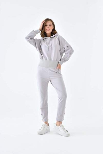 FTZ WOMEN Žensko odelo sa dva kopča i detaljima, sivo 30640