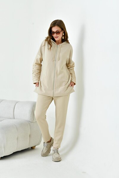 FTZ WOMEN Kadın Kapitone Takım Beige 30954