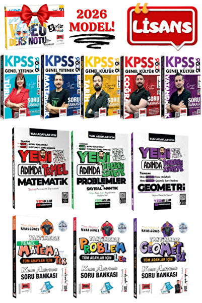 Yargı Yayınları 2026 KPSS Çözümlü Soru Bankası Seti+Matematik+Problemler+Geom...