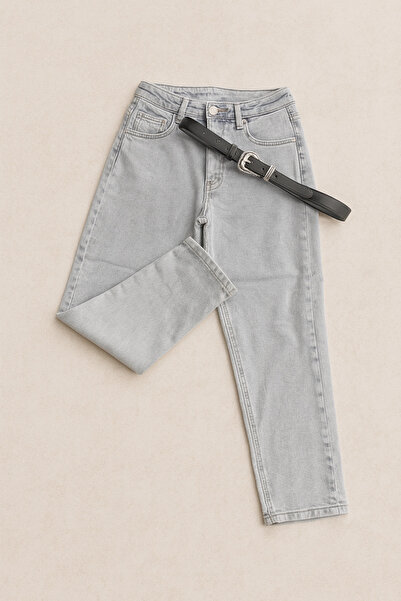 vikitekno Жіночі джинси Mom Jean з високою талією, еластичні, довжиною до щиколотки (з подарунковим ременем)