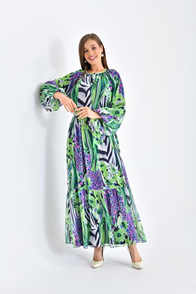 FTZ WOMEN Women's Chiffon Printed Dress Benetton 30499