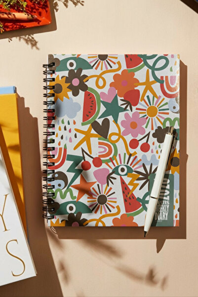 Lemsstudio 2026 Tarihli Haftalık Ajanda Renkli Desenli Sert Kapak Weekly Funn...