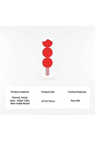 Golden cat Cat Scratching Post Tower – White & Red Cat Scratcher with Triple Ball Design, 40cm X 40cm X 82cm