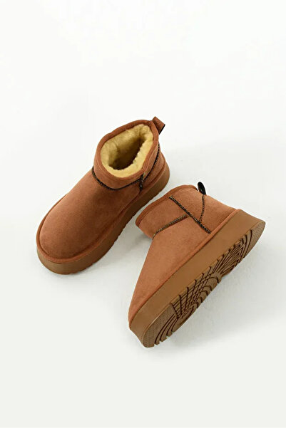 Volent Kadın Kalın Taban Içi Kürklü Yarım Bot Tefis TABA Süet