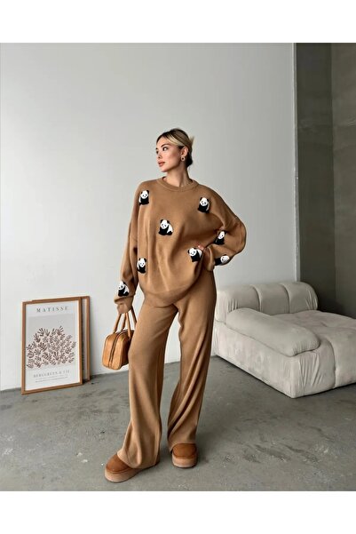 trivvy Cute Panda 🐼 Patterned Knitwear Set