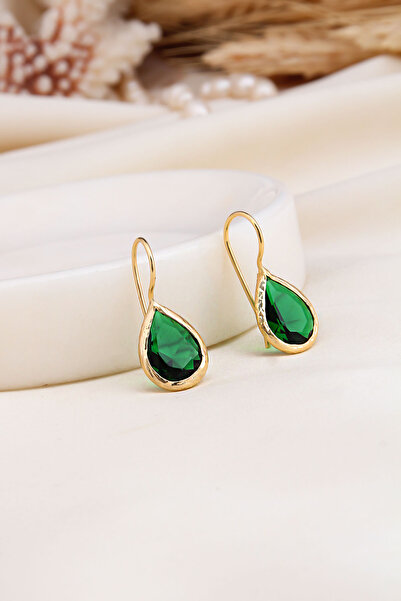 Feyz Tasarım Yeşil Zirkon Taş Küpe