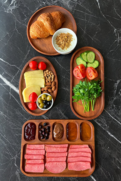 Onouqo Willora Wooden 4-Piece Breakfast Set, Breakfast Utensils, Serving Tray...