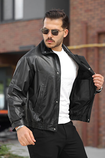 BASEL.CO Jachetă din piele oversize cu design nou sezon