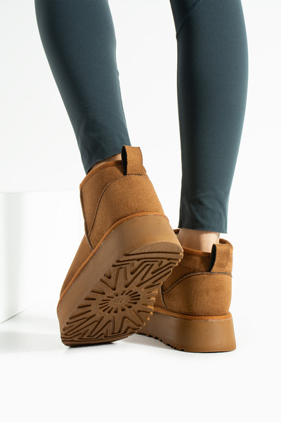 Moda Devrin Μπότες με χοντρή σόλα από μαλλί καστόρι με επένδυση από μαλλί