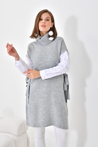 FTZ WOMEN Kadın Gömlek Kol Tunik Açık Gri 21-6059
