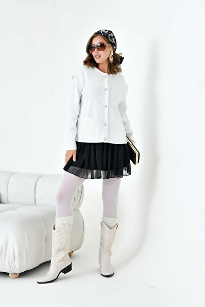 FTZ WOMEN Cardigan cu mâneci de damă Ecru 20807