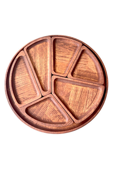 Onouqo Olmia Ahşap 7 Parça Çerezlik, Sunumluk, Kahvaltı Seti ( 1.Sınıf Kalite Kayın Ağacı ) 35x35cm