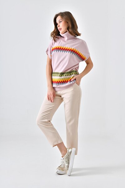 FTZ WOMEN Women's Ethnic Patterned Sweater Powder 20073