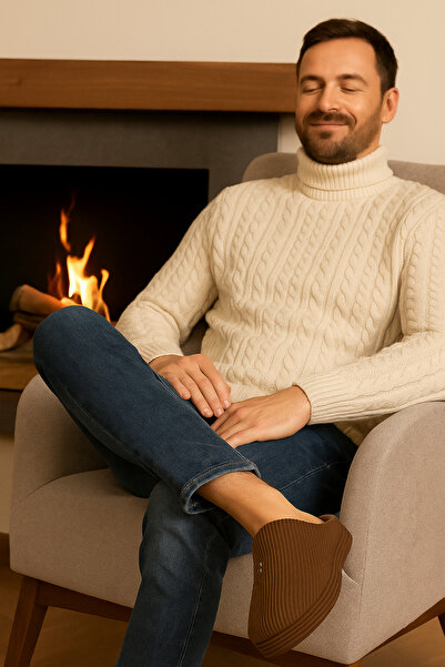 birrbazaar Чоловічі зимові легкі зручні хутряні тапочки з підкладкою