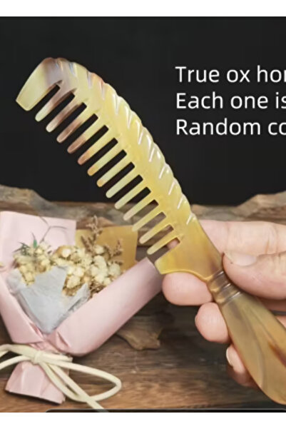 Efsoon Organics Χτένα από κόκκαλο κέρατος αρνιού μικρού μεγέθους με φαρδιά δόντια για άνδρες και γυναίκες Φυσικό μασάζ χωρίς γυαλίσματα