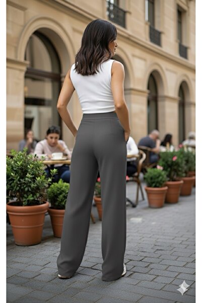 ECEYLÜL MODA SCUBA KREP ÖNDEN PİLELİ BELİ ÇIRT KAPAMALI PALAZZO PANTOLON(kısa süreliğine lansman fiyatı)