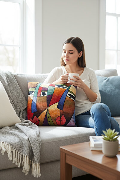 Chintar Picasso Patterned Tapestry Cotton Throw Pillow Cover