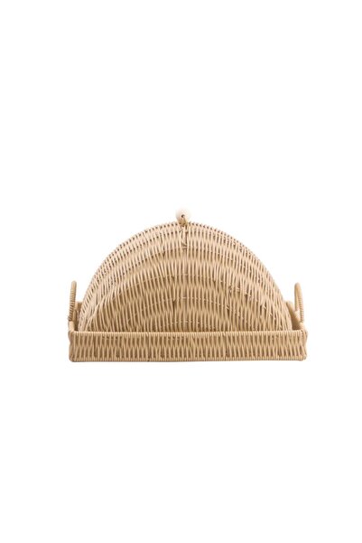 Perotti SENTETİK HASIR BEJ DİKDÖRTGEN KAPAKLI TEPSİ/SUNUMLUK 40X30X23CM