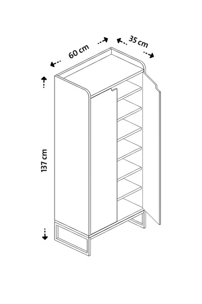 Flinder Ayakkabılık - Beyaz Ayakkabı Dolabı - Kapı Önü Ayakkabılık