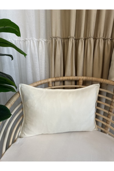 Decamor home Velvet Textured Ecru Throw Pillow Cover